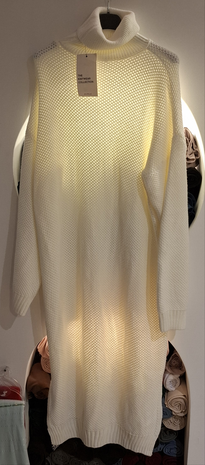 Lange gebreide trui met col