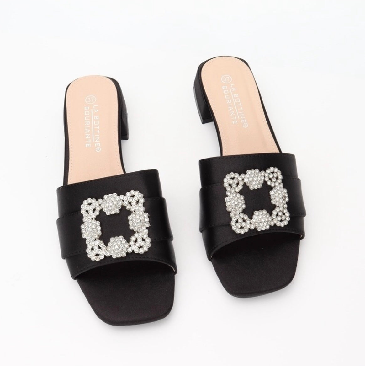 Schoenen Satijne instappers met kleine hak beige