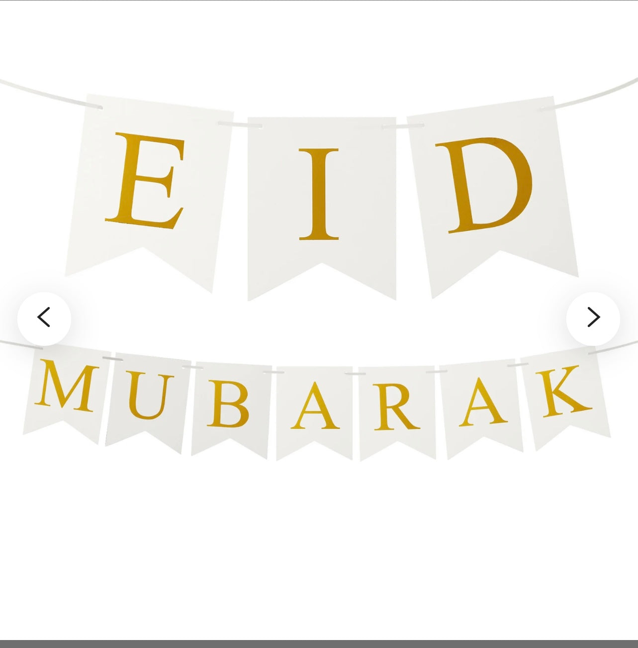 Eid Mubarak - Flag Gold & White