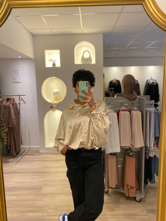 Satijnen lange blouse